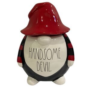 RAE DUNN 11" large gnome ceramic canister - Halloween Handsome Devil  - Decor